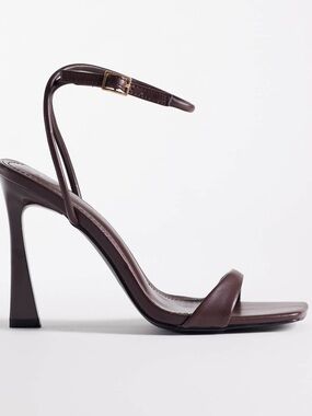 Sleek Brown Ankle-Strap High Heel Sandals